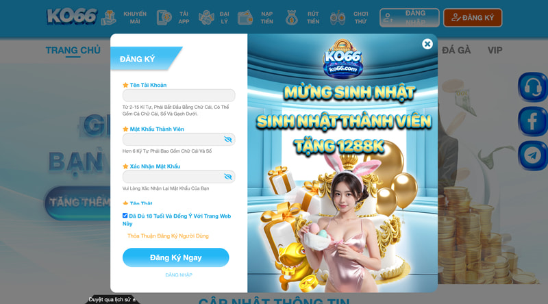 form đăng ký tài khoản ko66
